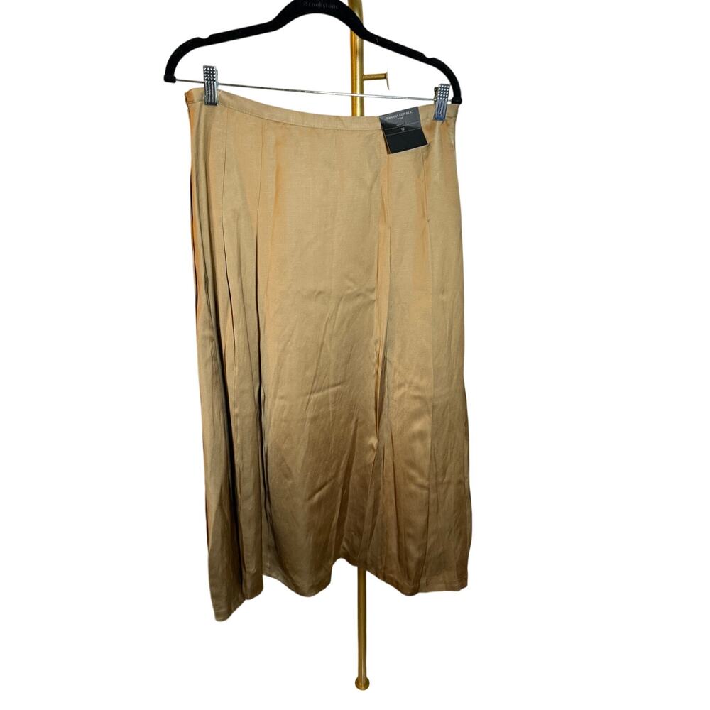 Banana Republic A-line Midi Skirt Women's Size 12 Tan Beige Comfort Side Zip